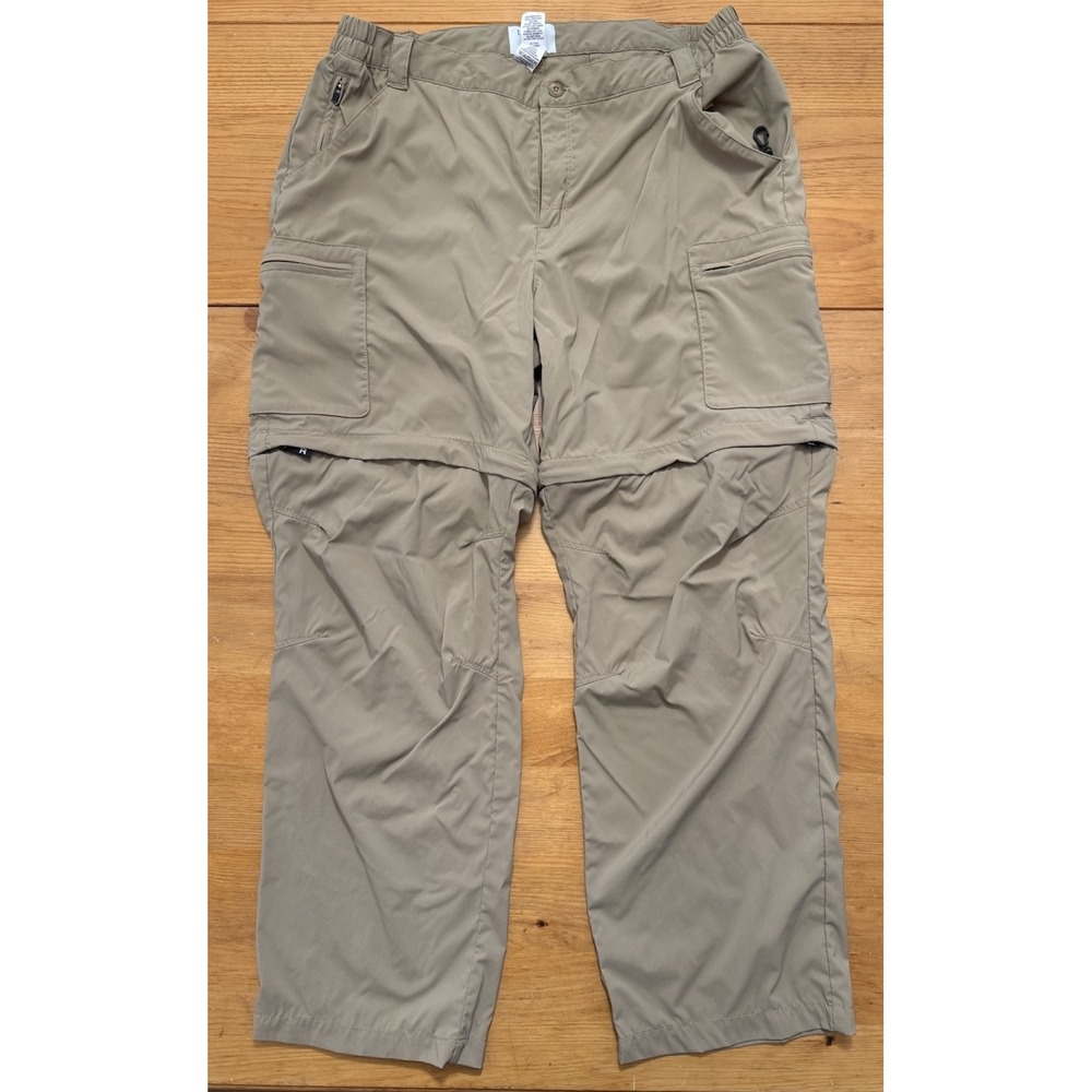 LL Bean Pants Womens Tan Nylon Cargo Convertible Hiking Outdoor Camping Large/P